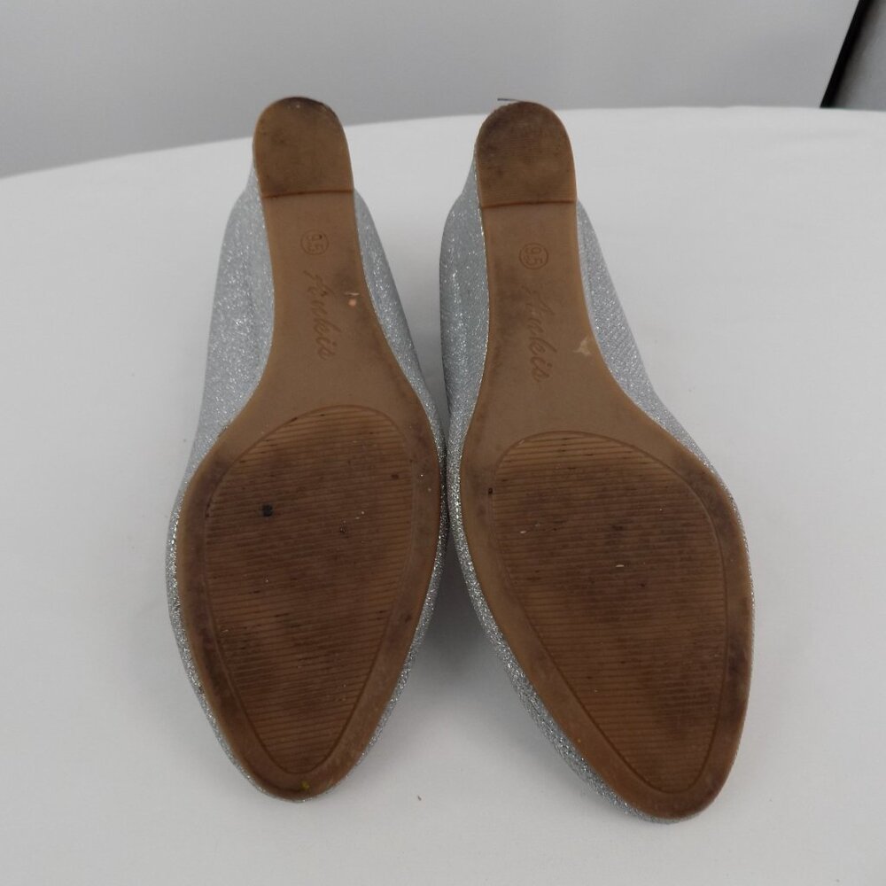 Ankis Silver Glitter Women Shoe Size 9.5 Slip On Wedge Heels Closed Toe - Picture 7 of 10